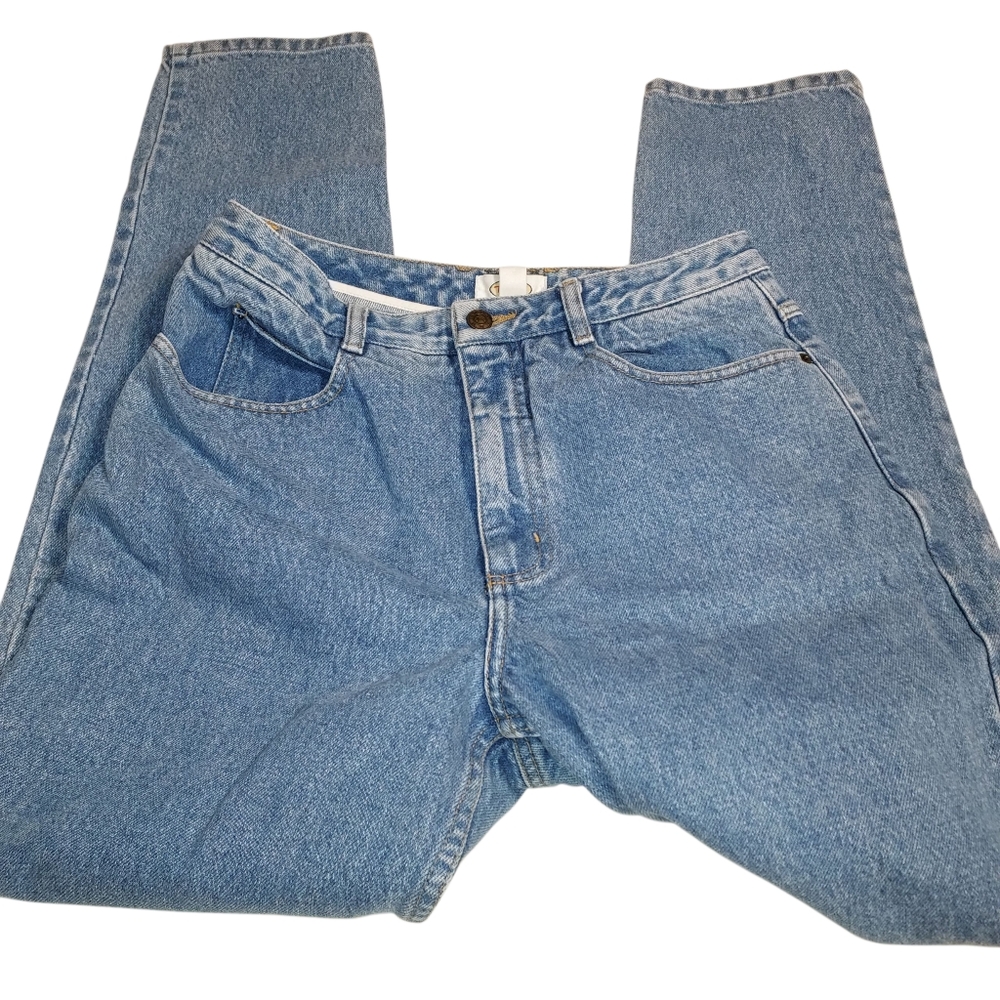 Sz 8 Vintage Talbots Womens 100% Cotton Blue High Waist Rigid Denim Jeans Pants